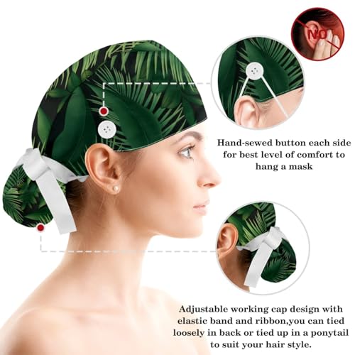 Image of Red Blooming Rose Flowers Black Working Cap with Scrunchy and Ribbon Tie for Women, Long Hair