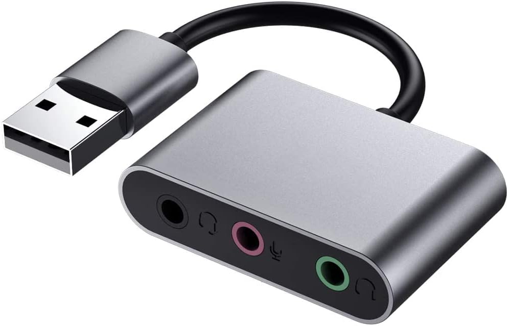 INICIO USB External Sound Card Adapter 3 in 1 USB to 3.5mm Headphone