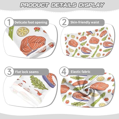 ZZKKO Girls Leggings Salmon Steak and Ingredients Toddler Girls Clothes Leggings for Girls Toddler Girls Leggings 3-4T3