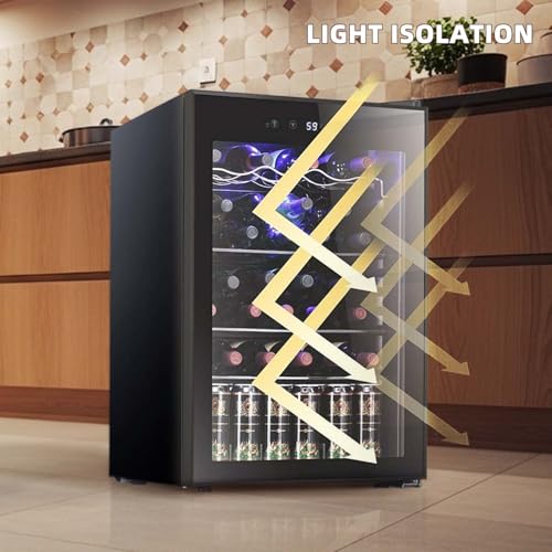 Antarctic Star 36 Bottle Wine Cooler Beverage Refrigerator Small Mini Wine Cellar Beer Soda Bar Fridge Quiet Operation Compressor Adjust Temperature Freestanding Black, 4.4 Cu. Ft - Image 5