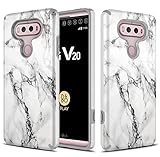 LG V20 Case, TownShop Hard Rubber Impact Dual Layer Shockproof Silicone Bumper Case for LG V20 - Marble