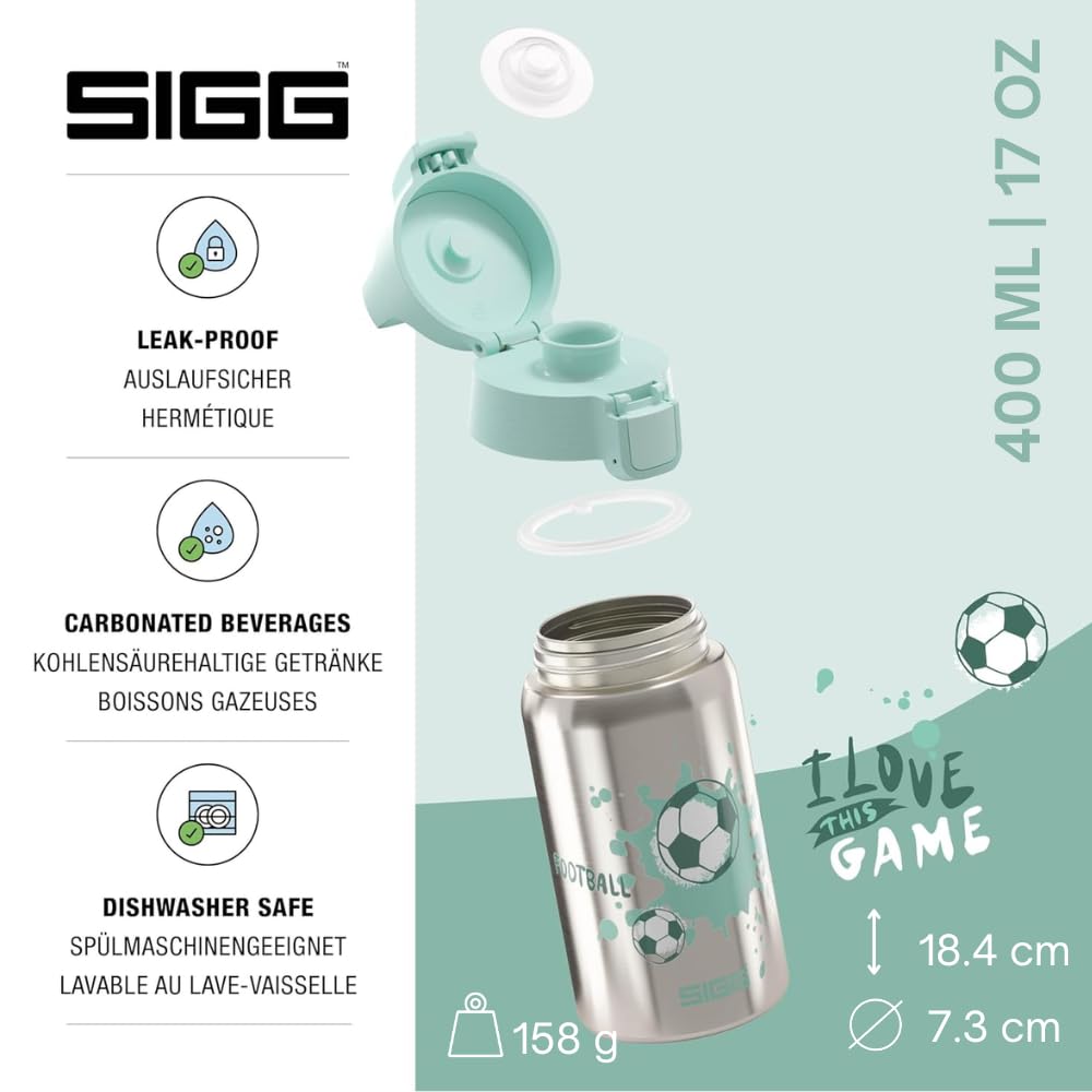 SIGG - Borraccia Bambini In Acciaio Inox - Shield One - Perfetta Per Bevande Gassate - Ermetica - Leggera - Senza BPA - 0,5L