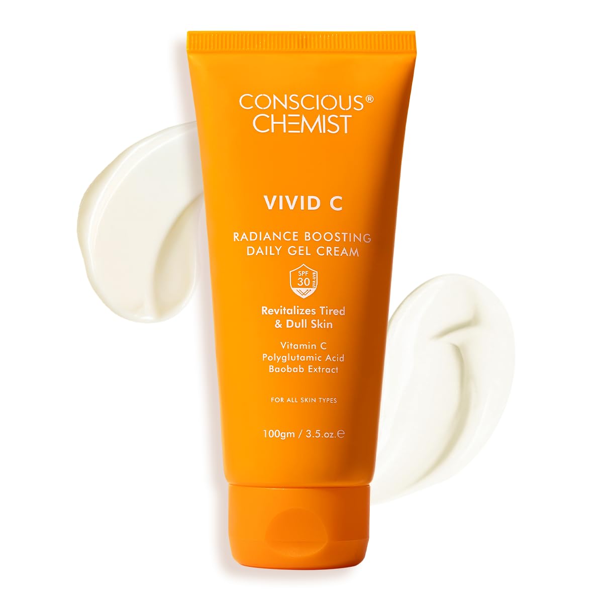 Vitamin C Cream with SPF30 PA+++ | 100g | Vitamin C Brightening Moisturizer, Face Cream for Men & Women, Daily Gel with Polyglutamic Acid for Healthy & Bright Skin, All Skin Types -