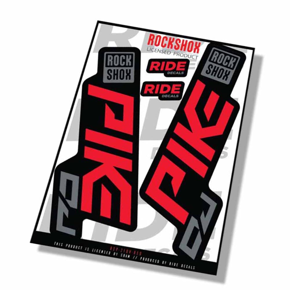 Rockshox Pike DJ 2021 Fork Decals - Red - Licensed by Rockshox Gloss