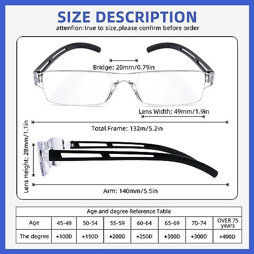 Ryegis ONEBODY02 Pack 4 Rimless Reading Glasses,Blue Light Clear Frames Reader Lightweight thumb #3