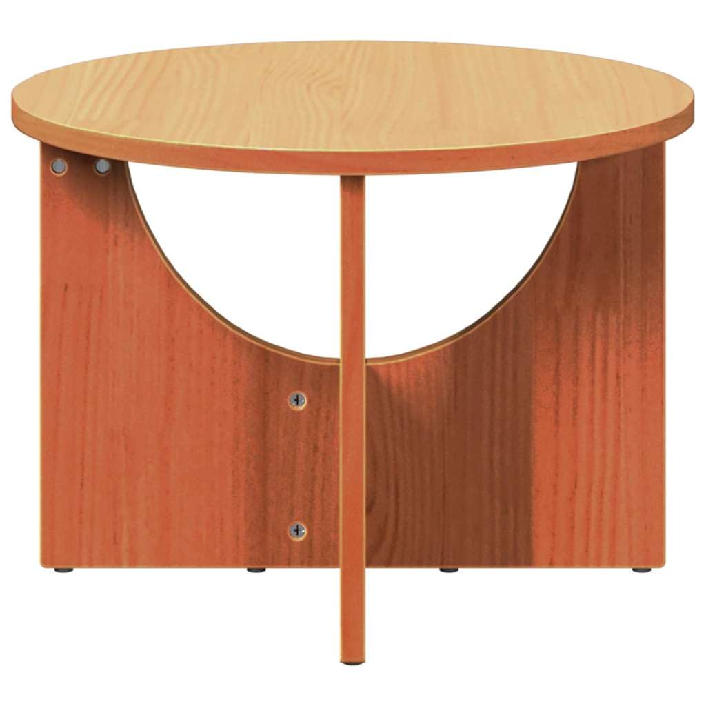 Mesa de centro redonda marrón cera de madera maciza de pino 50 x 50 x 35 cm, mesa de salón estable para bebidas y libros, mesa de sofá versátil para el hogar