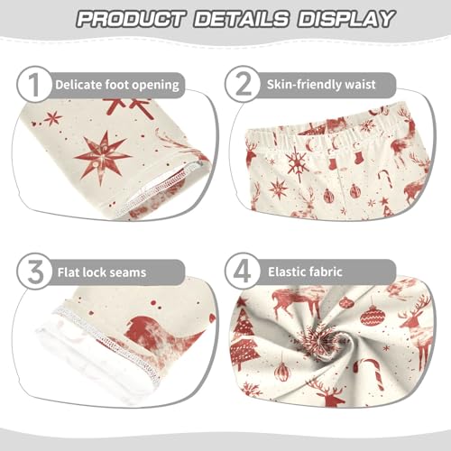 Christmas Deer Snow Red Girls Leggings Athletic Pants Tights Stretch Bottom3