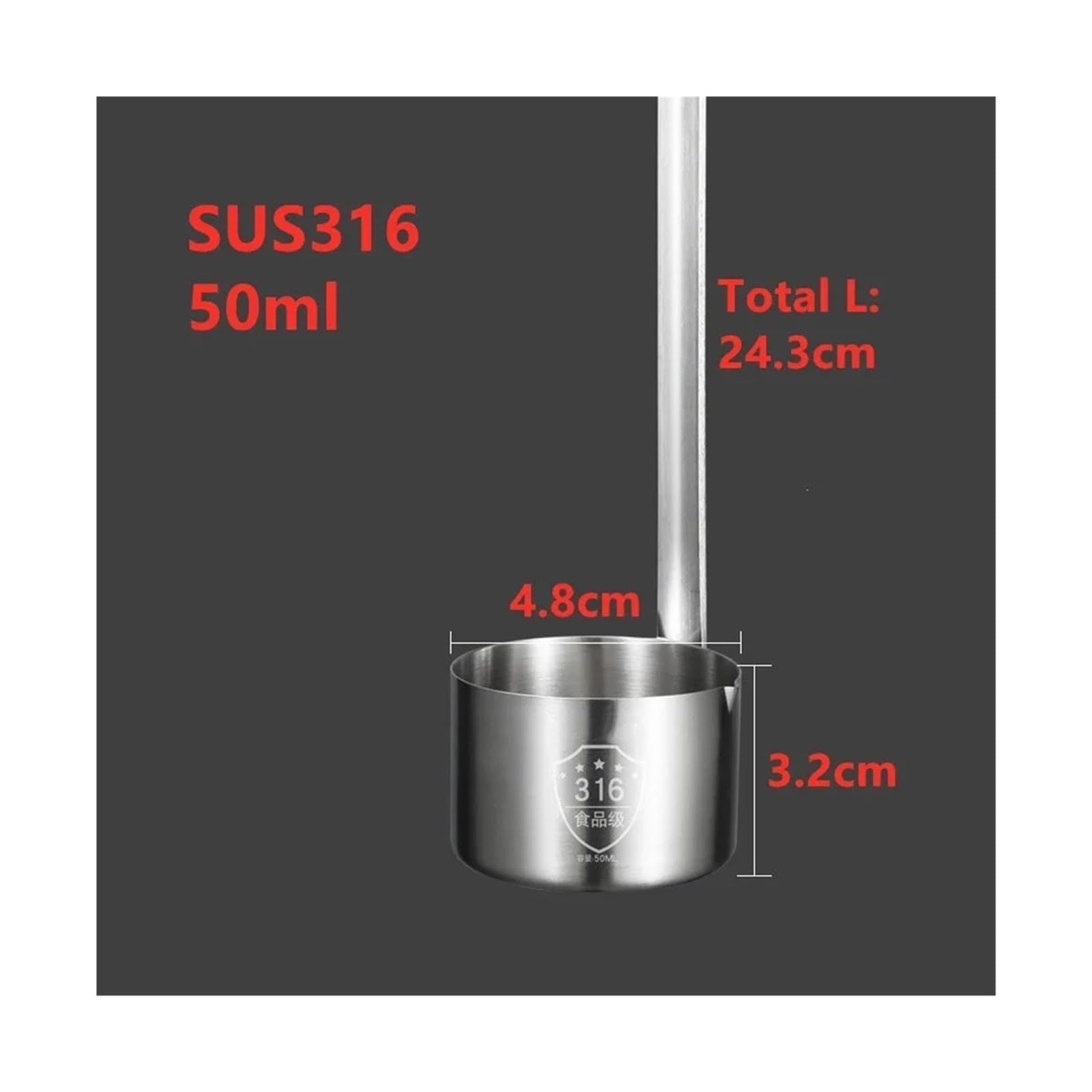 Batidor de Vino de Acero Inoxidable 304, Embudo Sus for Uso doméstico, Cuchara pequeña, Filtro, Cuchara for Preparar Cerveza, Cocina(316 50ml Liquor spoo)