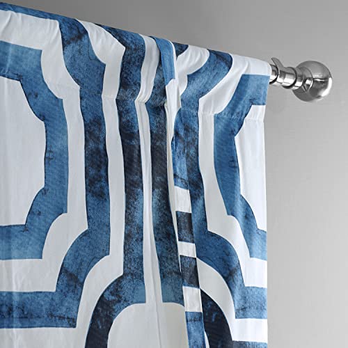 Image of HPD Half Price Drapes Room Darkening Tie Up Curtains 46 X 63 Inch Mecca Printed Cotton Window Roll Up Balloon Curtain for Living Room, Kitchen PRTW-TUD23B-63 (1 Panel), Mecca Blue