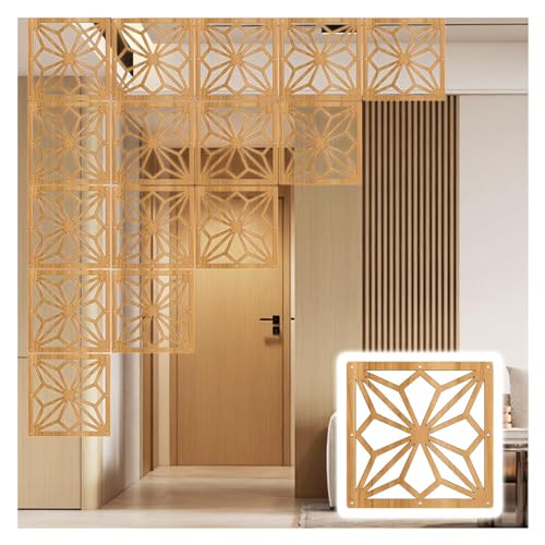 Panel Divisor de ambientes de Madera y plástico: una Elegante partición Colgante for Interiores Modernos.(Natural a,24Pcs)