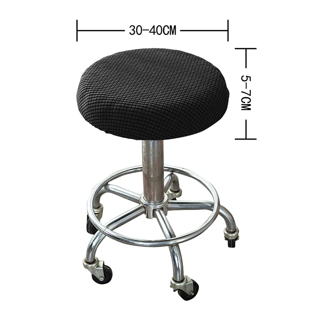 FOMIYES Stool Covers Round Elastic Round Bar Stool Slipcover: Circle Cushion Protector Bar Coffee Shop Counter High Foot Stool Chair Cover Black 30X30X5CM Bar Stool Cushions Round