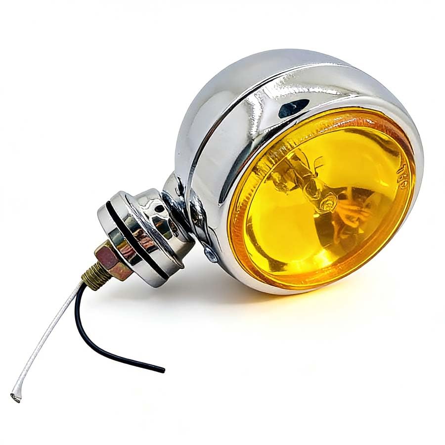Universele chroom ronde motorfiets mistlamp gele lens motorfiets hulpkoplamp voor Ducati Honda Benelli Yamaha
