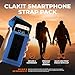Clakit Phone Holster with Clip - Hook Loop Nylon Cellphone Holster Compact Pouch, Backpack Shoulder Strap Accessory Pouch - Multifunctional StrapPack Pouches for Hikers, Travelers & Commuters, Blue