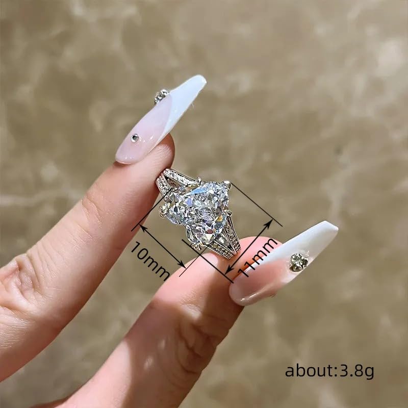 White Gold Plated Heart-shaped Cubic Zirconia Elegant Double-layer Engagement Rings Wedding Bridal Band Promise Rings Evening Parties Anniversary Valentine's Day Gifts Eternity Bands for Women3