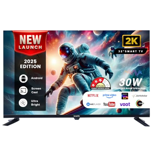 Image of IONSTAR 80 cm (32 Inch) HD Smart LED TV, Voice Control App, 30W Thunder Speakers, WiFi, Screen Cast, USB Ports, LAN, Headphone, AV, Ultra Thin Panel, Radiant Colour Engine