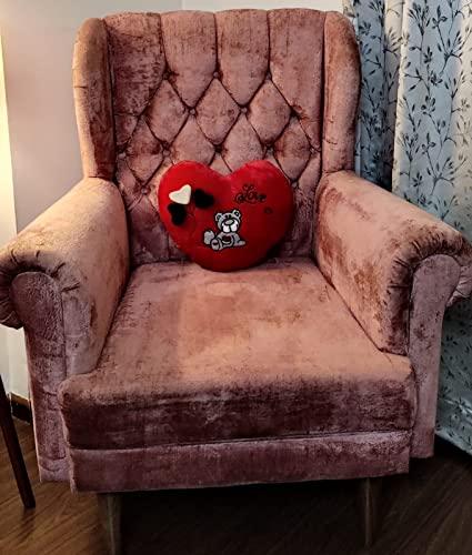 Image of Delicado Velvet Huggable Heart Shape Sleeping Dog Soft Plush Stuffed Cushion Pillow Toy, SleepingDog Pillow Red