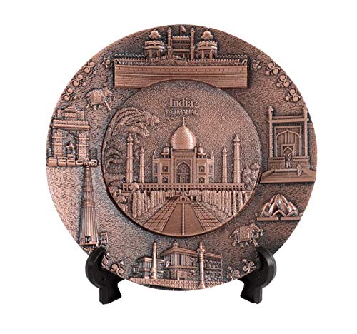 Skywalk Souvenir Metal Taj Mahal India Plate Small Multicolour