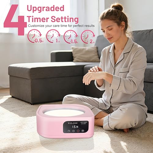 Image of Yofuly Hand Wax Paraffin Machine for Arthritis, 3500ml Electric Digital Screen Paraffin Wax Warmer for Hands and Feet Treatment, Home Spa Paraffin Hot Wax Bath Moisturizing Kit with Timer, Pink