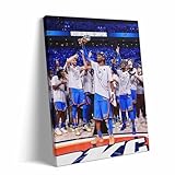 Thunder Western Conference Champions Canvas Wall Art, NBA Finals Celebration Trophy Print, OKC Basketball Team Framed Decor for Fans & Collectors Bedroom 11x14 Inch