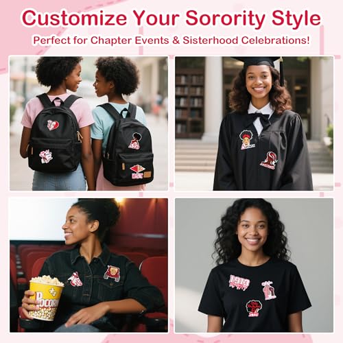 Image of 20pcs Delta Theta Sigma Iron on Patches Sorority Paraphernalia, Red and Black Embroidered Delta 1913 Applique Patch for Hats, Clothes, Jackets, Bags, Jeans, T-Shirt