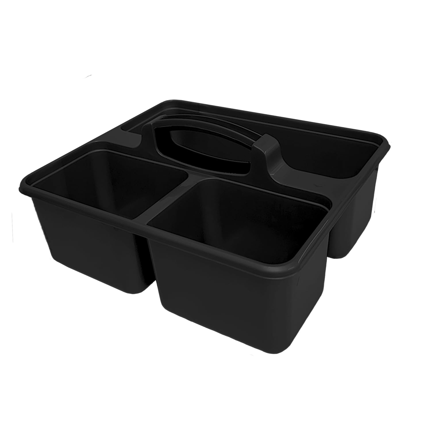 Optimal Products 2 & 3 Sections Compartments Plastic Large Caddy Kitchen Cleaning Tools Carry Tray Tidy Organiser With Handle UK (3 Compartments Graphite)