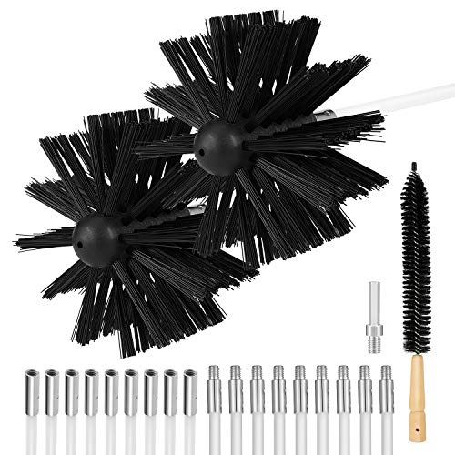 OAK LEAF Dryer Vent Cleaner 24 Feet, Flexible 18 Rods Dry Duct Cleaning Kit Chimney Sweep Brush with 2 Brush Heads and Dryer Lint Brush, Extend up to 24 Feet, Use with or Without a Power Drill
