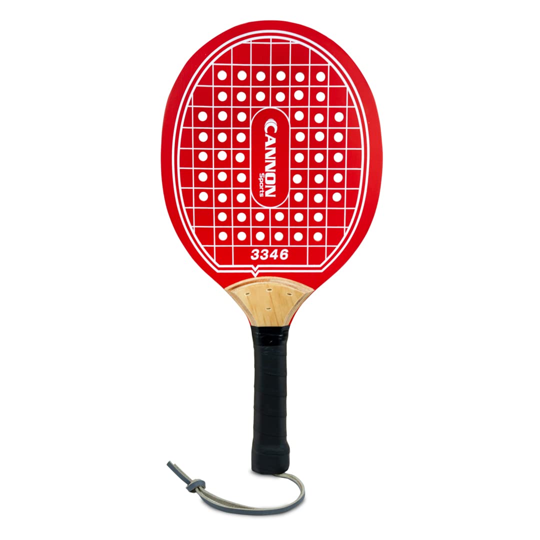 Cannon Sports Pro Wooden Paddleball Paddle for POP Tennis & Paddle Ball (Red)