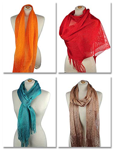 NYFASHION101 Fashionable Sparkly Glitter Thread Lightweight Tassel Scarf4