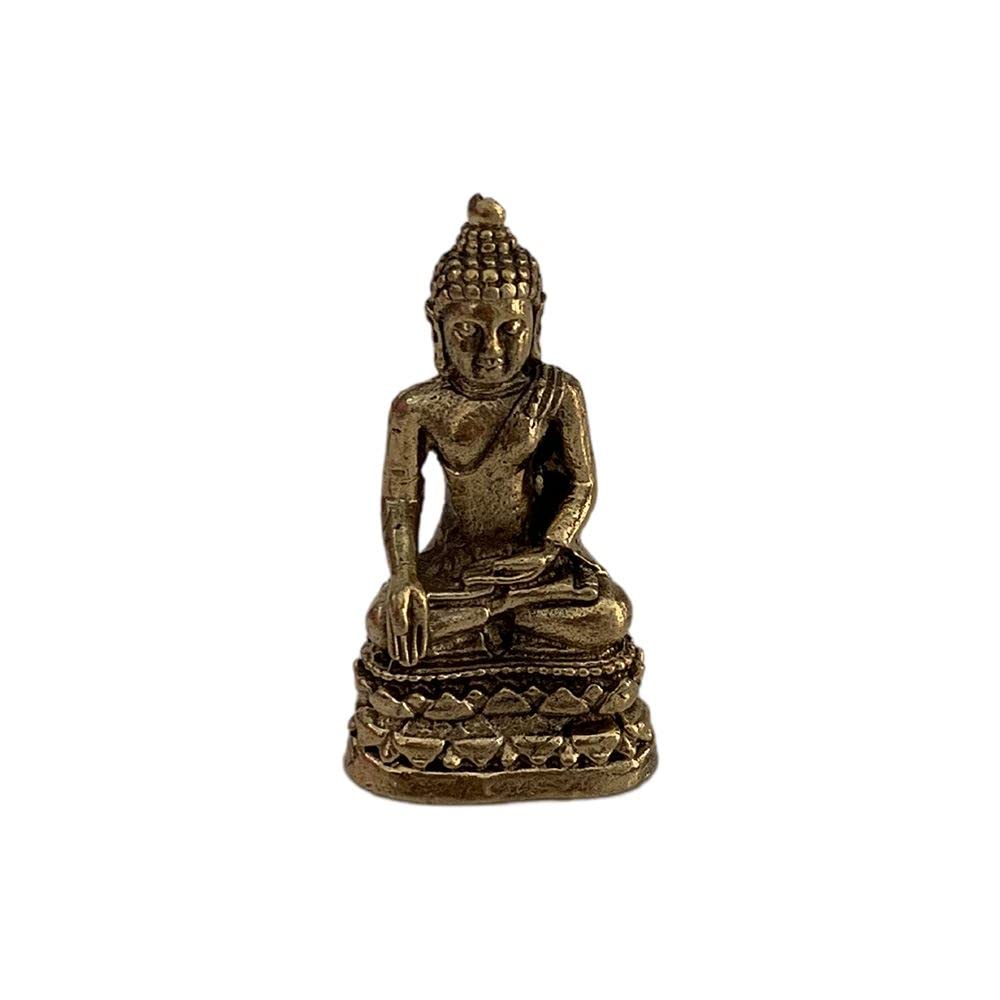 VIE Naturals Miniature Brass Figurines, Buddha on a Double Pedestal, Multicolor - Image 2