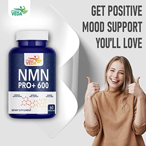 Image of FITNESS VEDA NMN PRO+ 600mg Truely Indian 99.9% Pure | Cellular Repair | Healthy Ageing | Improves NAD+ Support & Skin Health | Pack of 1-60 Capsules