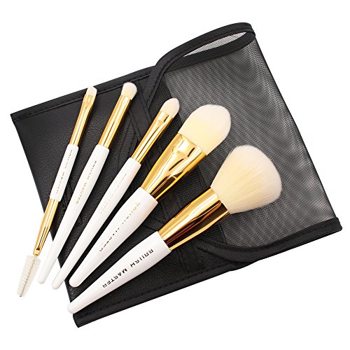 Mini Travel Makeup Brush Set 5 Pcs Mini Makeup Brushes With Synthetic Hairs Contains VITAMIN C Includes Powder Foundation Concealer Small Eyeshadow Brush And Eyebrow and Eyelash Comb