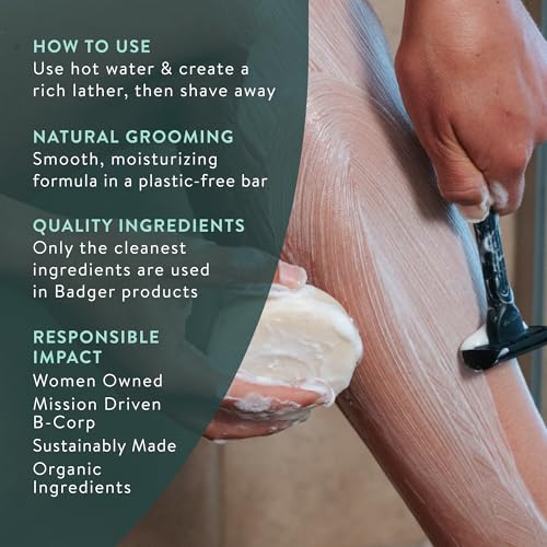 Image of Badger Shaving Soap Puck, Organic Moisturizing Shave Soap Bar, Rich Lasting Lather, Light Natural Scent, Plastic Free & Vegan Shave Soap for Men & Women, 3.15 oz Bar
