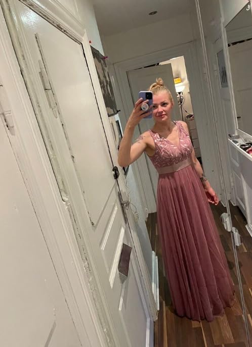 Women's Formal Dresses Long Evening Gowns Tulle V Neck Sleeveless Sparkly Sequin Cocktail Party Wedding Guest Dress - Image 4