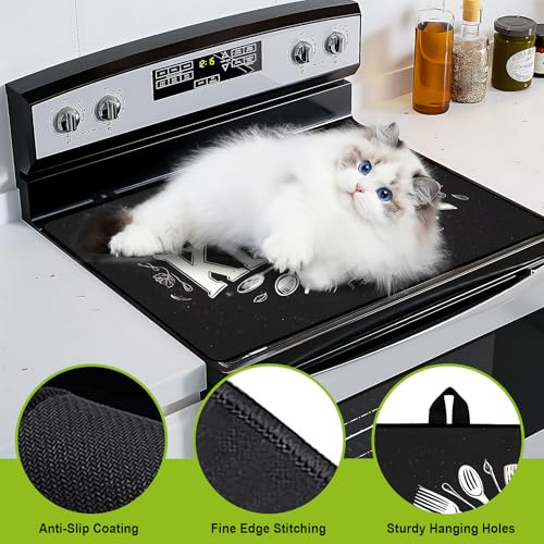Image of BVBOX Stove Top Cover for Electric Stove, 28 inch x 20 inch Glass Cooktop Protector Mat with Hanging Loops, Anti-Scratch Non-Slip Dish Drying Mat, Washable Countertop Pad