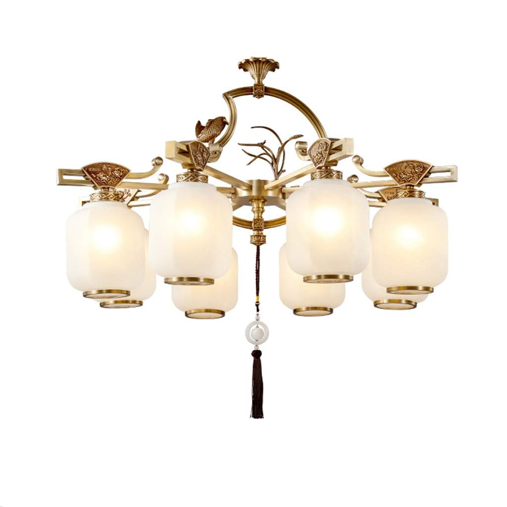 HynJGih All Bronze Chandelier Living Room Chinese Style Simple and Light Luxury Villa Restaurant Bedroom Lamp(89cm)