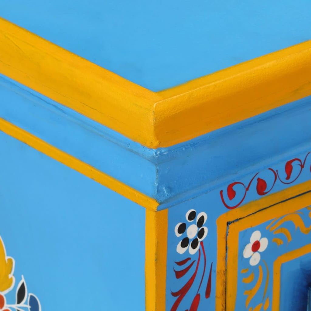 Credenza in legno massiccio di mango dipinta a mano, comò