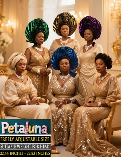 African Head Wrap Nigerian Ge Auto Tie T Urban Headscarf Women Wedding Party Church Special Occasion Hat (US, Alpha, X-Large, Big, Royal Blue)2