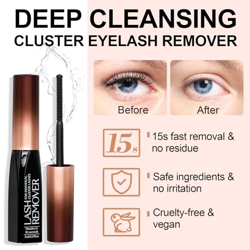 Miuffue Deep Cleansing Cluster Lash Remover, Eyelash Glue Remover for Individual False Lashes, 15s Fast Removal, Safe Ingredients, Cruelty-Free, 0.17 fl oz - Thumbnail 3