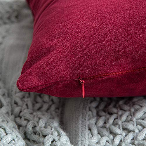 Image of Modern Homes (Pack of 2) Velvet Cushion Covers Plain Sofa Cushion Covers Pillow Covers for Living Room and Bedroom (16x16 inches, Wine)
