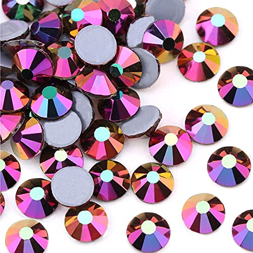Pawkyjar 720Pieces Glass Hotfix Rhinestone, SS16 4MM Flatback Hotfix Crystals for Crafts Clothing, Round Flatback Glass Gemstones for Dance Costumes (Metallic Rose Gold, SS16 4.8MM)