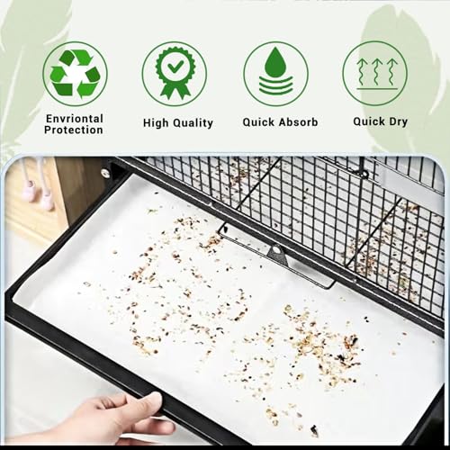 Image of ZIQON 120 Pcs Bird Cage Liner Papers Big Size Cage Paper Liners Disposable Cage Paper Liners Precut Absorbent Cushion Pad Mat Accessories for Pet Bird Parrot