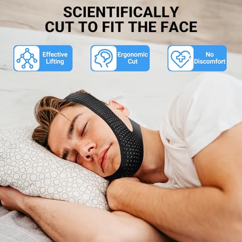 chin strap for sleeping comfortable stop snoring solution snore stopper adjustable anti snoring devices breathable and reusable anti snore chin strap for cpap users black m