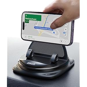 JOYROOM Phone Mount for Car, [Adjustable Spring Design] Dashboard Cell Phone Holder Car, 360° Rotatable Car Phone Holder Mount with Non-slip Silicone, Compatible with iPhone, Samsung, Other Smartphone