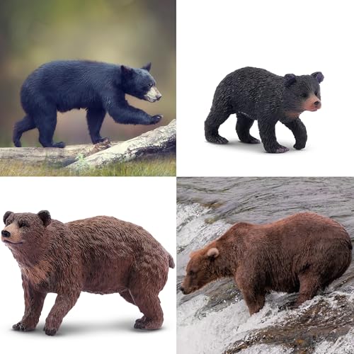 TOYMANY 6 Stück Bären Tierfiguren, Realistische Waldtier Familienfiguren Spielzeugset, enthält Braunbären und Schwarzbären, Bildung, Geburtstagsgeschenk, Weihnachtsspielzeug für Kinder