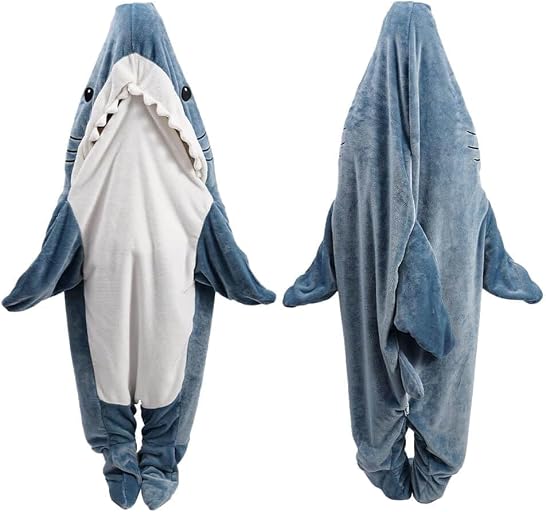 Shark Blanket, Shark Pajamas Adult, Shark Sleeping Bag for Adult (L)