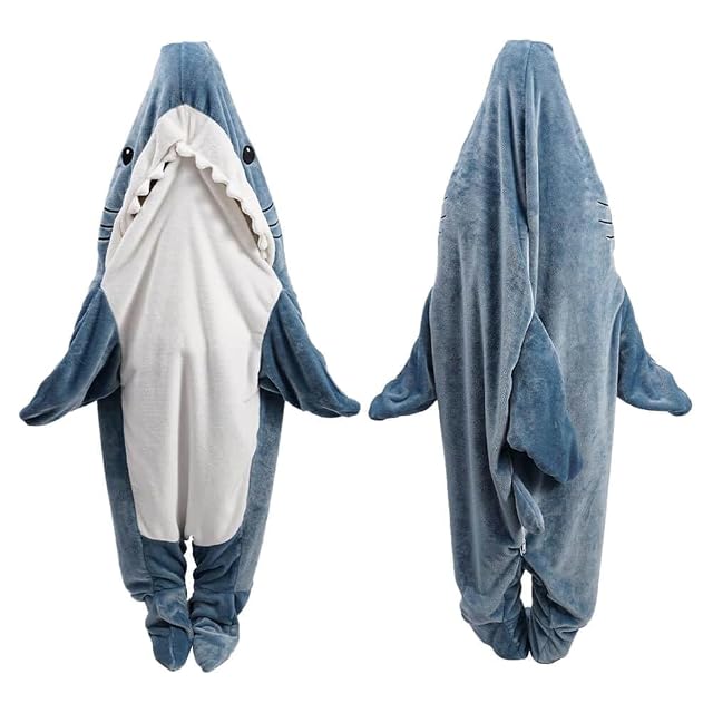 Gudina Shark Blanket Hoodie Onesie Shark Sleeping Bag for Adult XL