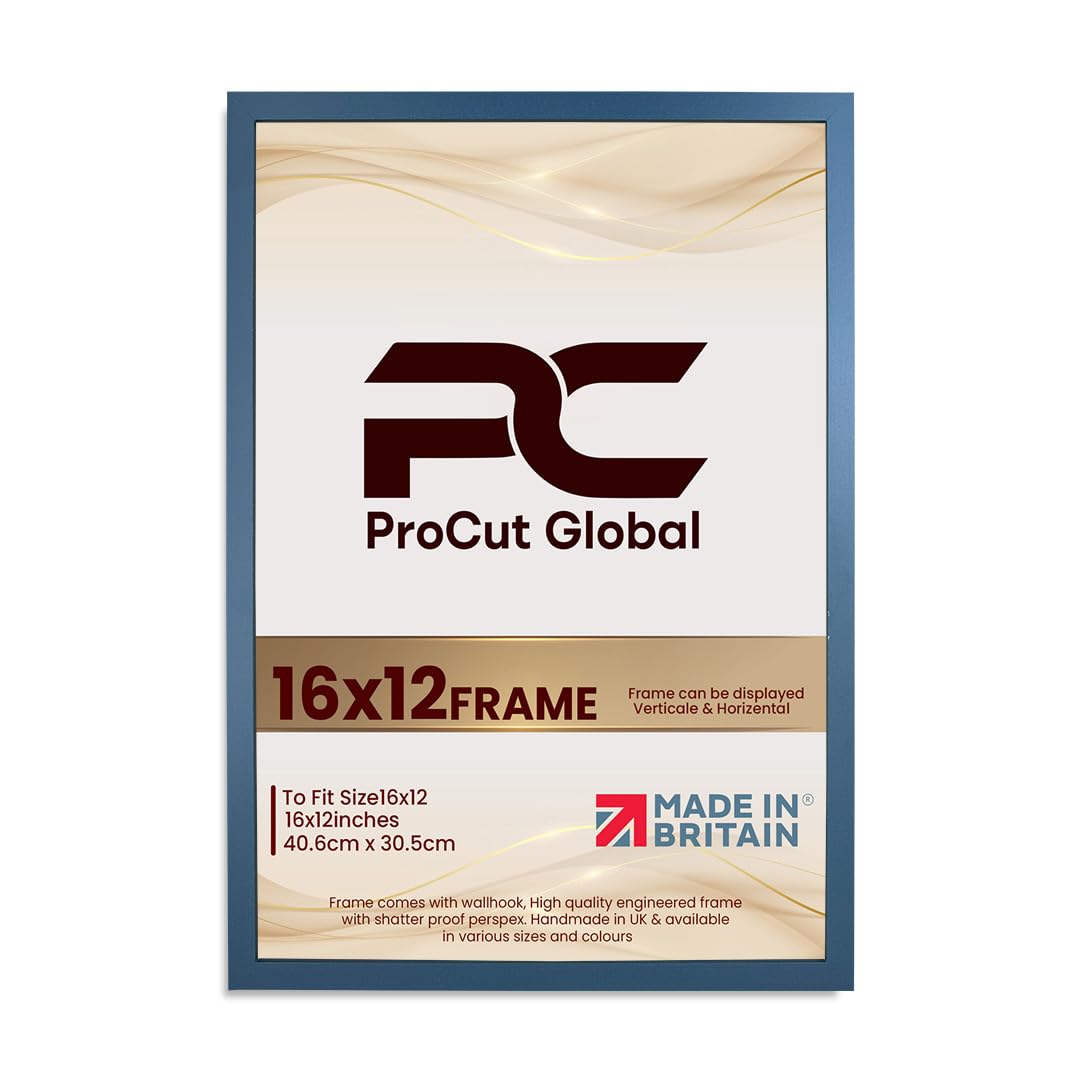 Procut Global 16X12 Navy Blue Picture Frames – Sleek Wooden Photo Frame with Shatterproof Perspex for Wall or Tabletop – Perfect for Posters, Certificates, Prints–Multiple Sizes & Colors Available