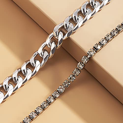 Image of Layered Butterfly Anklet for Women Charms Butterfly Gold Plate Silver Plate Rhinestone Cuban Anklets Adjustable Anklet for Summer Beach