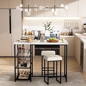 Awqmdiningtablesetfor2kitchenislandwithseatingbartablesetwithstoragefauxmarblekitchentableandchairssetwith2stoolsforsmallspacediningroomkitchenblackwhite Urban Country Home Decor Awqm dining table set for 2 kitchen island with seating bar table set with storage faux marble kitchen table and chairs set with 2 stools for small space dining room kitchen blackwhite urban country home decor