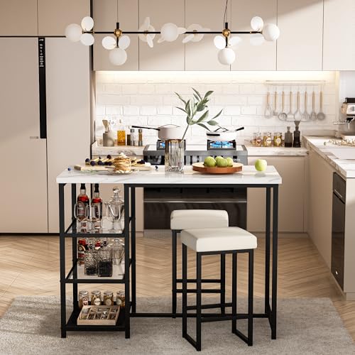 Awqmdiningtablesetfor2kitchenislandwithseatingbartablesetwithstoragefauxmarblekitchentableandchairssetwith2stoolsforsmallspacediningroomkitchenblackwhite Urban Country Home Decor Awqm dining table set for 2 kitchen island with seating bar table set with storage faux marble kitchen table and chairs set with 2 stools for small space dining room kitchen blackwhite urban country home decor